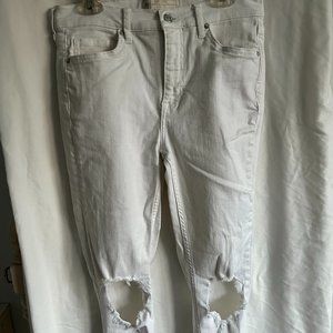 Free People Distressed White Skinny Jeans